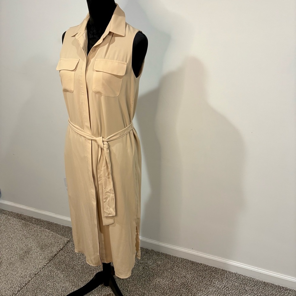 Pearl Cream Buttoned Tie Front Sundress